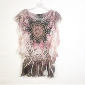 Design Works Women's Semi Sheer Blouse Size Medium